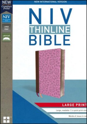 NIV Thinline Bible Large Print Pink, Imitation Leather  - 