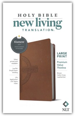 NLT Large-Print Premium Value Thinline Bible, Filament Enabled Edition--soft leather-look, brown  - 