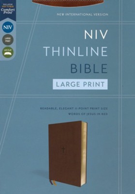 NIV Large-Print Thinline Bible--soft leather-look, brown  - 