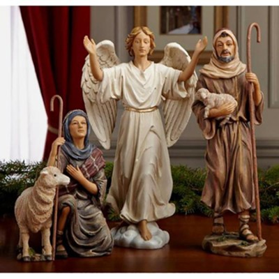Real Life Nativity, 3 Piece Shepherds and Angel, 10-inch size   - 
