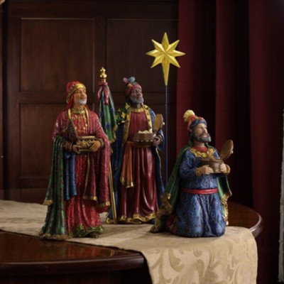 Real Life Nativity, 4 Piece Three Kings and Star, 10-inch size   - 