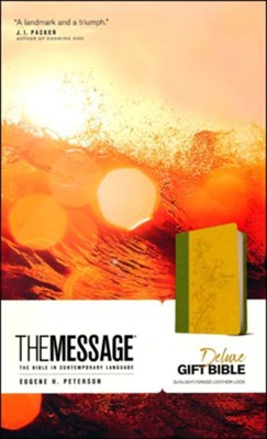 The Message Deluxe Gift Bible, Sunlight/Grass Leather-Look  -     By: Eugene H. Peterson
