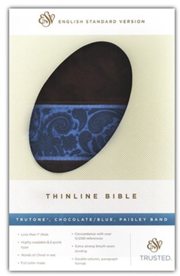 ESV Thinline Bible, TruTone, Chocolate/Blue, Paisley Band)  - 