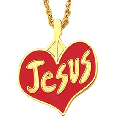 Jesus Heart, Gold Plated Pendant  - 
