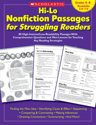 Hi-Lo Nonfiction Passages for Struggling Readers: Grades 6-8  - 