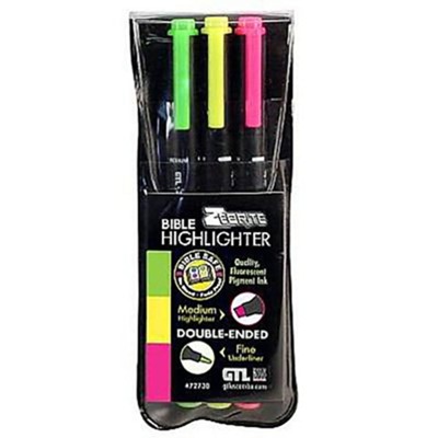 Zebrite Highlighters, Set of 3, Green, Yellow, Pink  - 