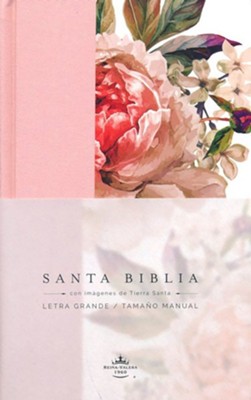 Biblia Reina Valera 1960 letra grande Tela rosada con flores tamaño