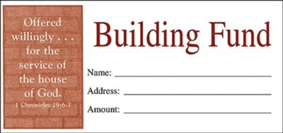 Building Fund (1 Chronicles 29:6-7) Offering Envelope,   Package of 100  - 