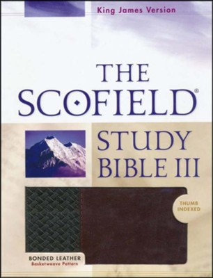 KJV, The Scofield Study Bible III, Basketweave BK/BG,  Bonded Leather, Thumb-Indexed  - 