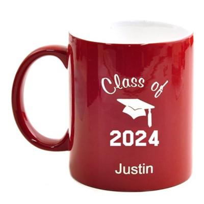 Personalized, Ceramic Mug, Graduation, Red   - 