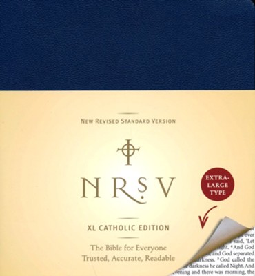 NRSV XL Catholic Bible, Imitation Leather, Navy   -     By: Harper Bibles
