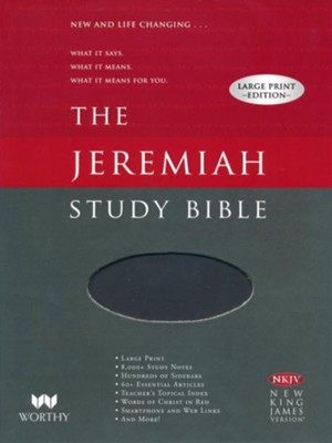 NKJ Jeremiah Study Bible, Large Print, Imitation Leather, black - Slightly Imperfect  -     By: David Jeremiah
