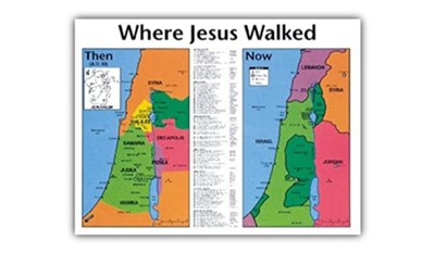 Where Jesus Walked: Then & Now, Laminated Wall Chart   - 