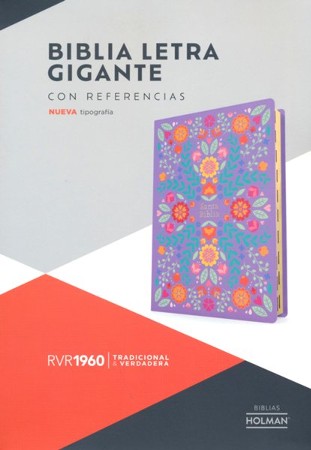 Rvr Biblia Letra Gigante Floreada Simil Piel Con Indice Giant