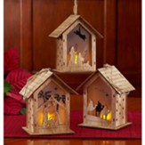 Lighted Nativity House Ornament Gift Set