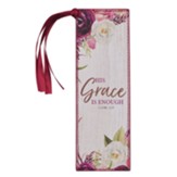 His Grace is Enough Bookmark, LuxLeather Floral Design