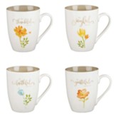 Blossoms Ceramic Mugs, Floral, Set of 4