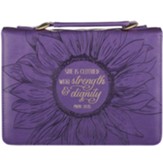 She Is Clothed Bible Cover, Purple, Medium