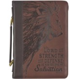 Lord Is My Strength Bible Cover, Brown, Medium
