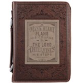 A Man's Heart Plans His Course Bible Cover, Brown, X-Large