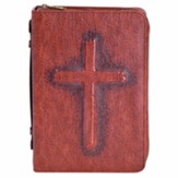 Vintage Cross Bible Cover, Brown, X-Large