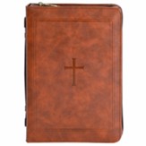 Classic Cross Bible Cover, Brown, X-Large