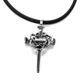 Crown of Thorns Cross Pendant, Black Cord