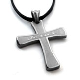 Jesus, Cross, Stainless Steel Necklace On Leather