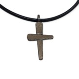 Small Cross Pendant, Gunmetal, Black Cord