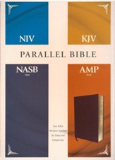 NIV, KJV, NASB, Amplified Parallel Bible--bonded leather, burgundy
