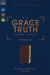 NIV Grace and Truth Personal-Size Study Bible, Comfort Print--soft leather-look, burgundy (indexed)