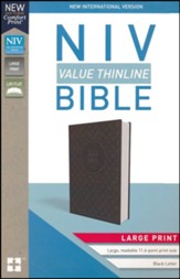 NIV Value Thinline Bible Large Print Gray and Black, Imitation Leather