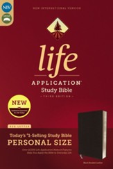 NIV Life Application Study Bible, Third Edition, Personal Size, Bonded Leather, Black, Indexed