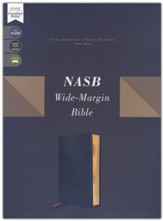 NASB Wide Margin Bible, Comfort Print--genuine calfskin leather, Navy