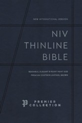 NIV Thinline Bible, Premier Collection, Comfort Print--premium goatskin leather, brown - Slightly Imperfect