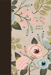 NIV Thinline Bible, Large Print--soft leather-look, floral, zippered
