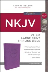 NKJV Value Thinline Bible Large Print, Imitation Leather, Purple