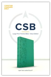 CSB Large Print Thinline Bible, Value Edition--soft leather-look, light teal