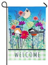 Wild Flowers Welcome Garden Linen Flag