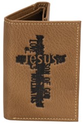Jesus Cross Genuine Leather Wallet, Brown
