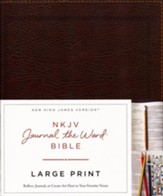 NKJV Journal the Word Bible, Large Print, Bonded Leather, Brown, Red Letter Edition