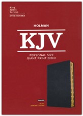 KJV Personal Size Giant Print Bible, Black Genuine Leather with thumb index