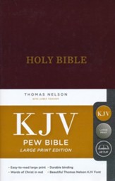 KJV, Pew Bible, Large Print, Hardcover, Burgundy