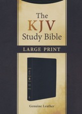 KJV Large-Print Study Bible--genuine leather, black