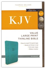 KJV, Value Thinline Bible, Large Print, Imitation Leather, Blue, Red Letter Edition