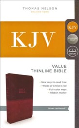 KJV, Value Thinline Bible, Standard Print, Imitation Leather, Brown, Red Letter Edition