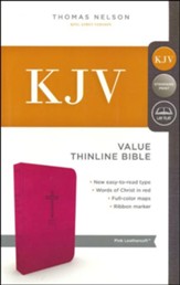 KJV, Value Thinline Bible, Standard Print, Imitation Leather, Pink, Red Letter Edition