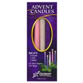 Advent Candles, 10 x 7/8 inches,  3 Purple, 1  Pink, 1 White