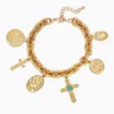 Gold Cross and Charm Bracelet