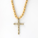 Coral Beaded Necklace with Cross Pendant